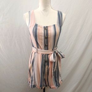 American Eagle Romper Shorts Grey and Coral Striped Women's Size Small